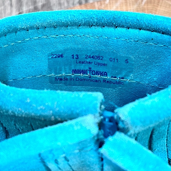 *Minnetonka | 244062 Kids' Double Fringe Side Zip Blue Boots Size 13 Toddler - Picture 10 of 16